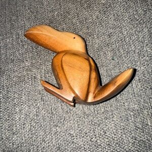Hand carved teak pelican letter holder G8
